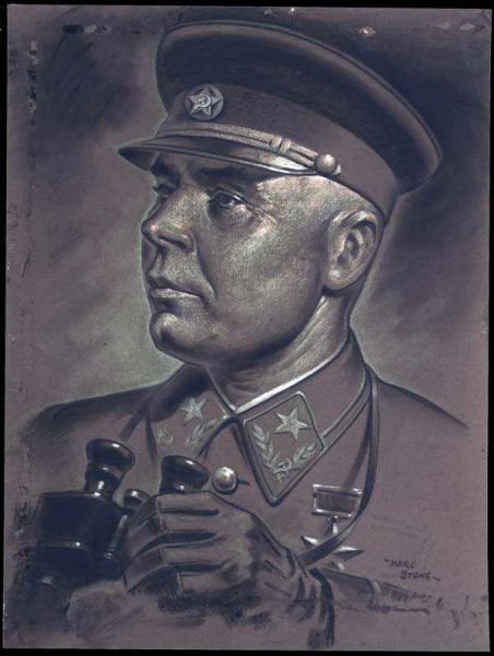 Marshall Semyon Timoshenko by Marc Stone, 1942. Pencil, charcoal and pastel on paper.jpg, 38 КБ, 600 x 796