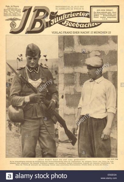1941 illustrierte beobachter front page showing a waffen ss soldier E5GEGA