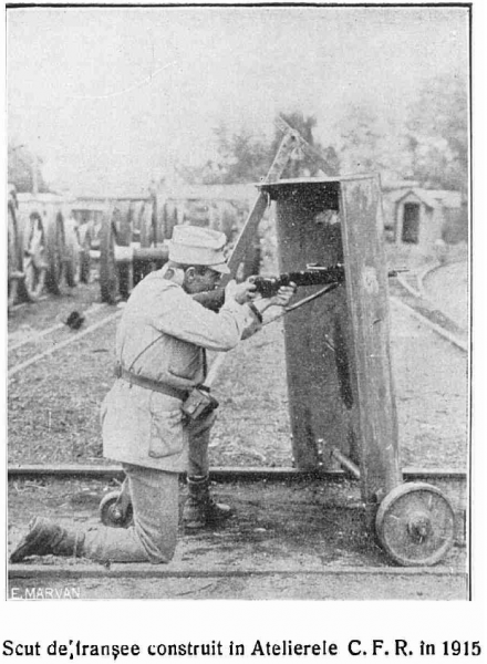 Mobile personnel shield used in trench warfare, built by the CFR factory