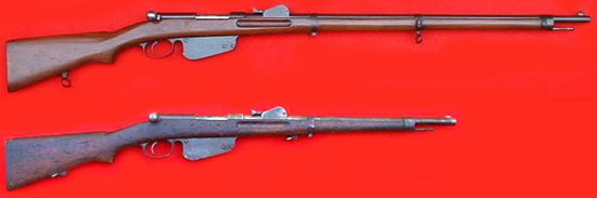  (сверху) и карабин (снизу) Steyr Mannlicher M1886 (01)
