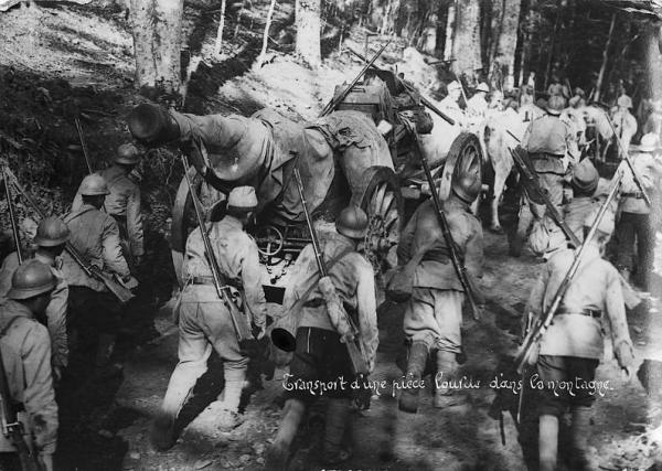 romanian troops transporting cannons first world war romanians