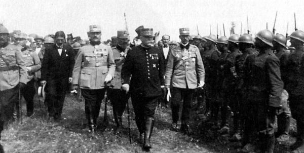 Marshal Joffre inspecting Romanian troops during WWI