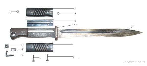  нож немецкий обр. 1884 98 года с разобранной рукоятью 01
