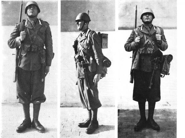 Итальянский военнослужащий в униформе обр. 1940 года с винтовкой Каркано 01