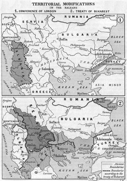 02 Карта выпущена в 1914 году и демонстрирует спорные территории Балканского полуострова — «пороховой бочки Европы».