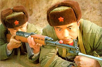 Chinese soldiers with Type 63 rifle