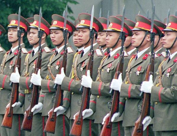 Vietnamese honor guard with SKS type rifles in 2000