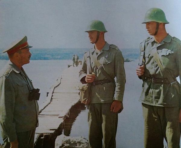 Bulgarian Minister of Defense Dobri Dzhurov talking with soldiers of the Bulgarian People’s Army