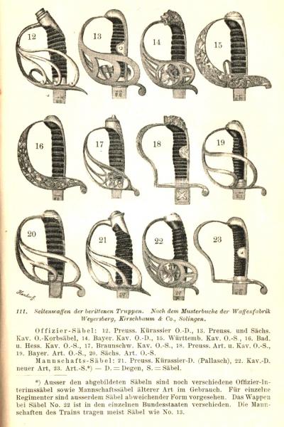 00 Длинноклинковое холодное оружие Германской империи в ПМВ 00. Эфесы различных моделей Х.О.