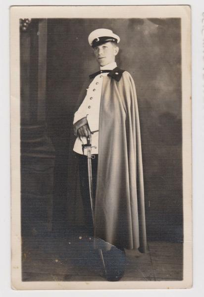 Military Officer in Uniform and Sword Portrait Vintage