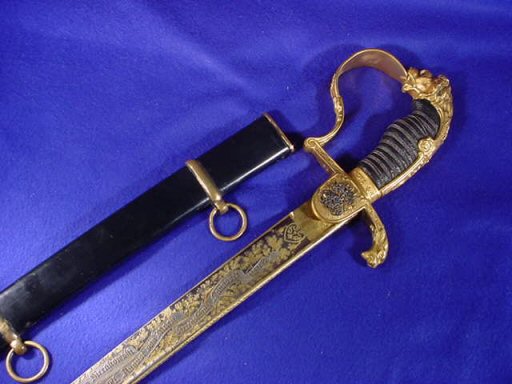 56 Massive Prussian Officer’s Saber in Damascus Steel