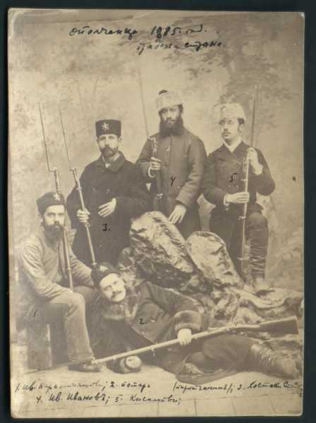 Studio portrait of volunteer combatants at the Serbo Bulgarian War in 1885