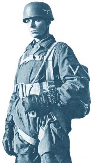 00а Немецкий десантник с парашютом RZ 1 предвоенного образца