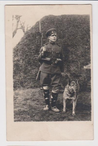 Bulgarian Border Guard Soldier w Rifle and Dog Vintage 1930s