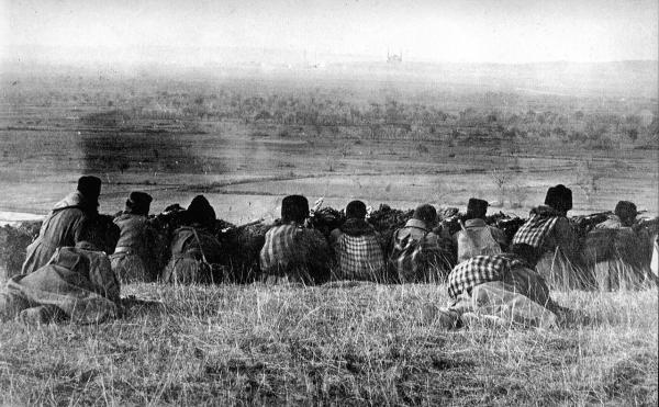 Bulgarian forces waiting to start their assault on Adrianople. Первая Балканская война 01