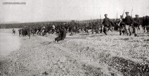  на българската войска в момент на пристигането им на брега на Бяло море, 1912 г.