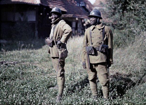 Senegalese Bambara soldiers serving with the French Army in Balschwiller, Alsace, 1917
