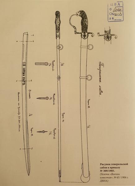 01 Рисунок (чертёж) генеральской сабли к приказу № 309 от 16.12.1905