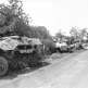Колонна разбитой техники танковой дивизии СС «Дас Райх» на обочине дороги Фото